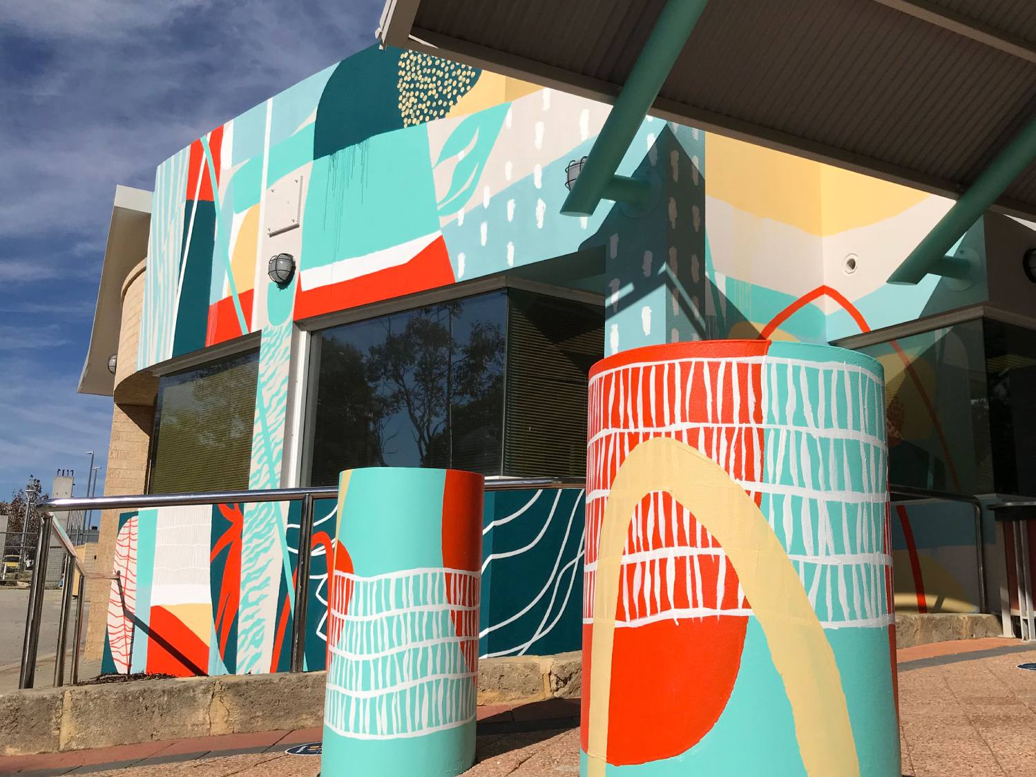 bollards Mirrabooka Community Hub Mural Project