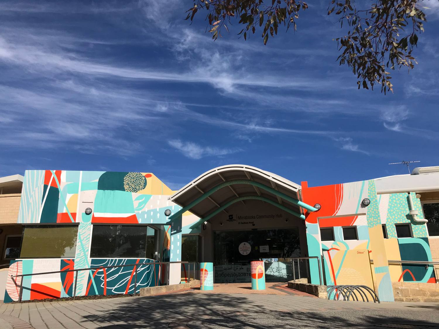 bollards Mirrabooka Community Hub Mural Project